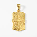 Luxury 24K 9999 Pure Gold real gold Men's Hip-Hop Necklace Vintage Pendant European Cross Embossed Square Brand Pendant