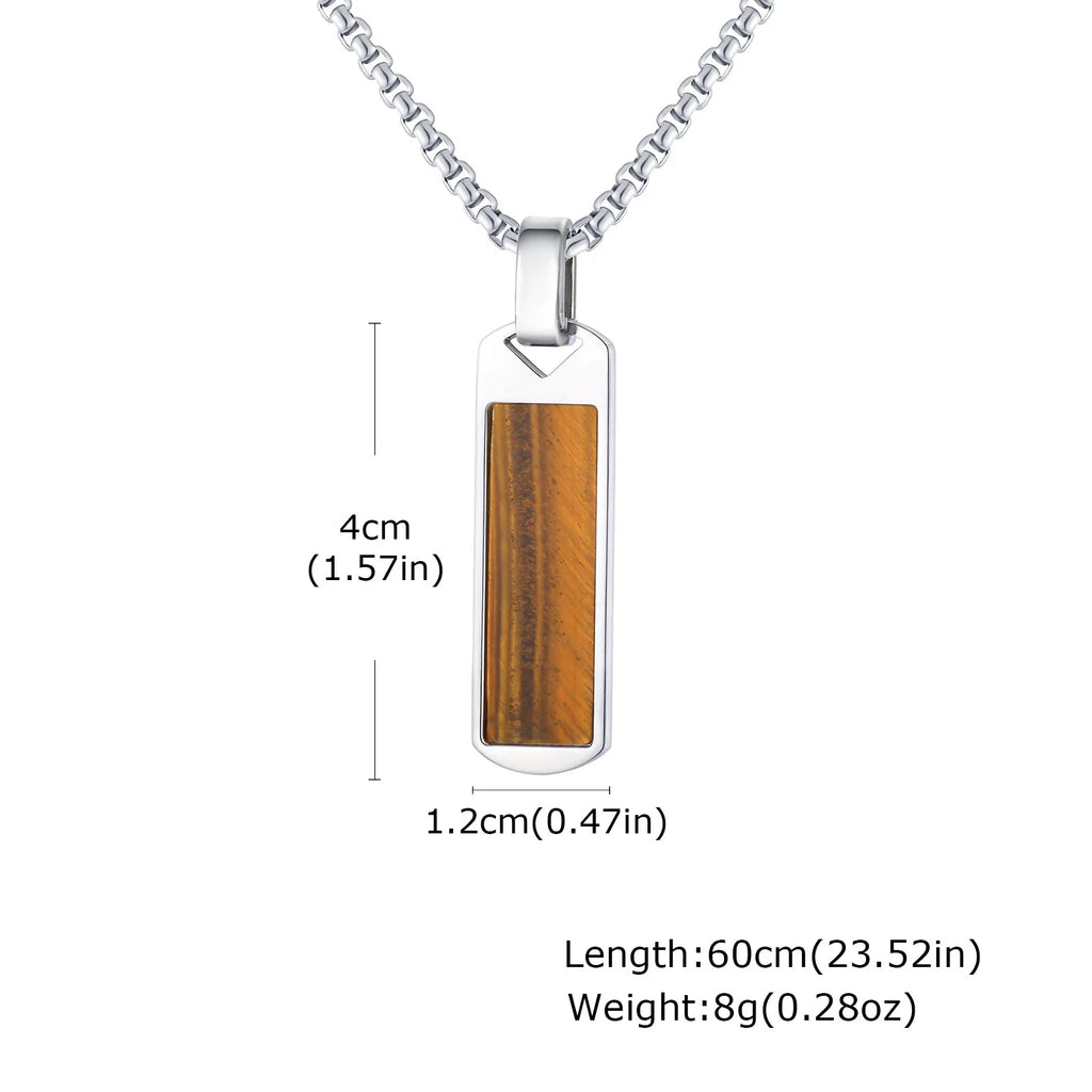 Natural Stone Healing Pendant — Stainless