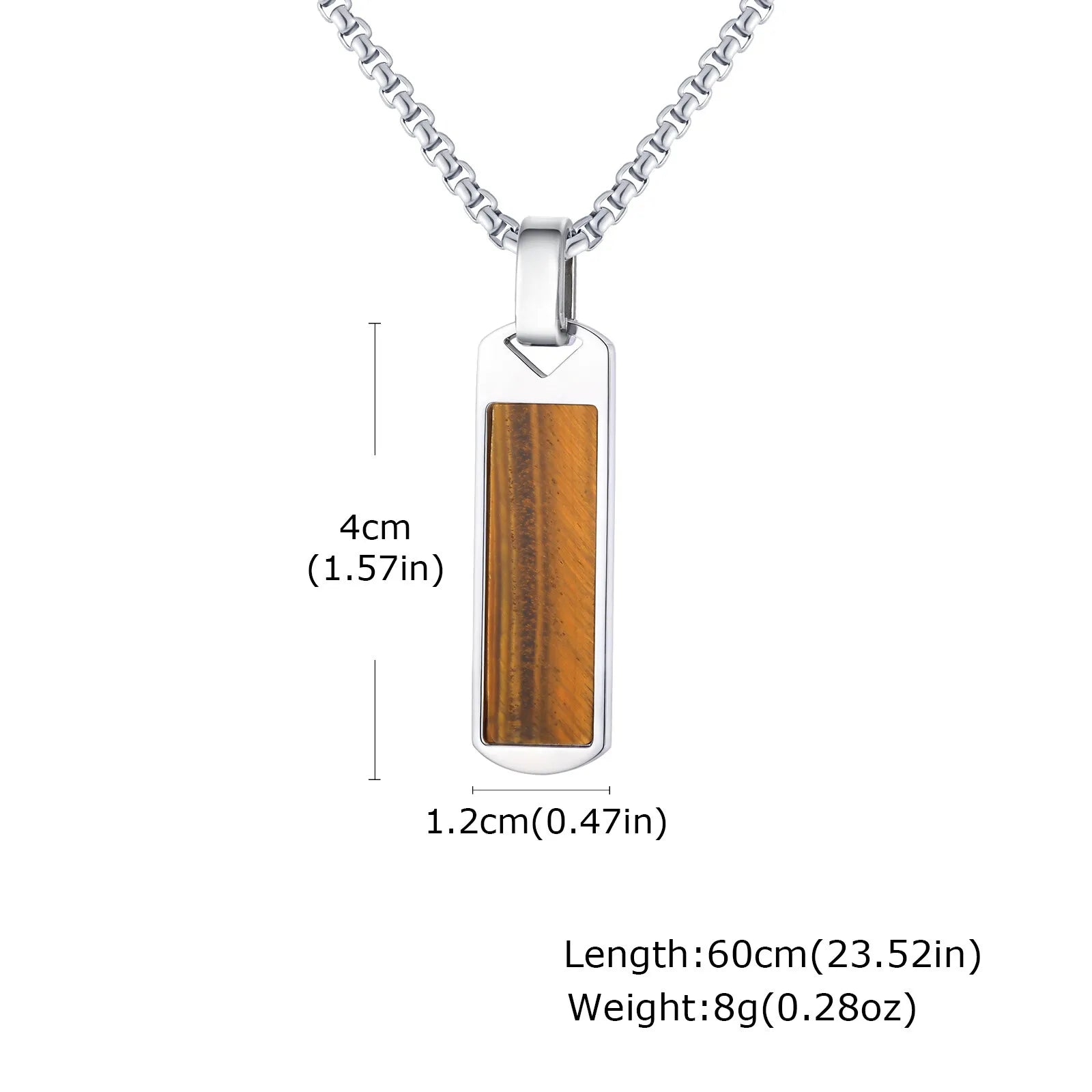 Natural Stone Healing Pendant — Stainless