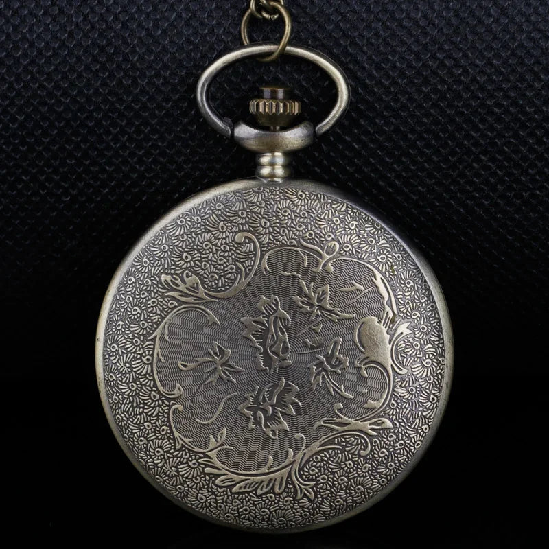 Valknut Norse Viking Pocket Watch Necklace — Bronze-Tone Quartz
