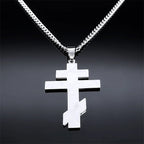 Hip Hop Stainless Steel Orthodox Cross Necklace Faith Christ Amulet Pendant Necklaces Classic Religious Jewelry Gifts