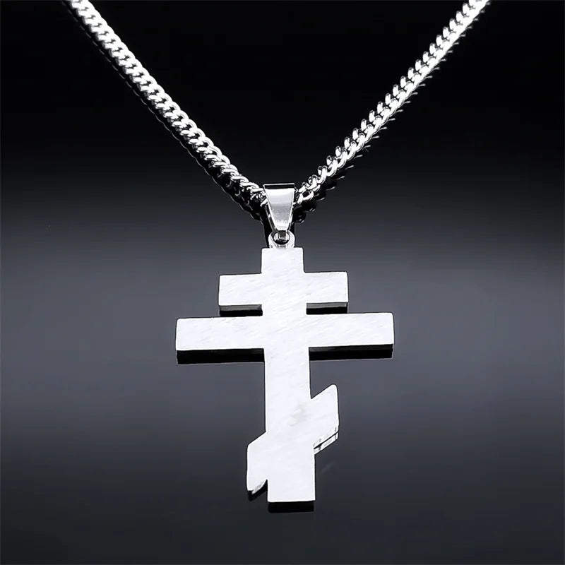 Hip Hop Stainless Steel Orthodox Cross Necklace Faith Christ Amulet Pendant Necklaces Classic Religious Jewelry Gifts
