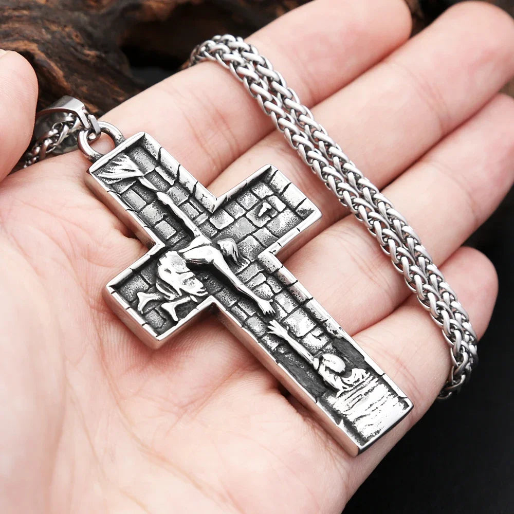 Jesus Cross Pendant — Stainless Steel
