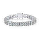 Nuoya Hot Selling 3MM Double Row Cubic Zirconia Tennis Bracelet Silver Gold Plated Wholesale Hip Hop Chain Jewelry