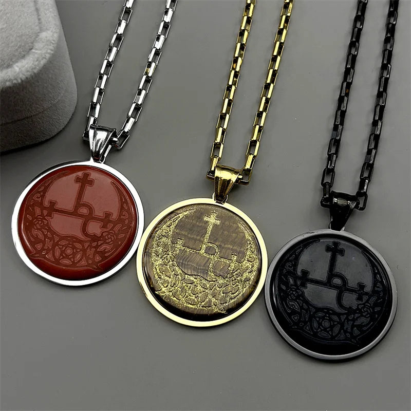Star Demon Steel Pendant Witchcraft Triple Moon