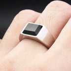 Square Stamp Ring Black — Stainless Steel