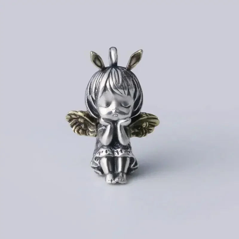 Delicate Antique Silver Color Seraph Prayer Good Luck Necklace Pendant Men Women Anniversary Amulet Jewelry Gift