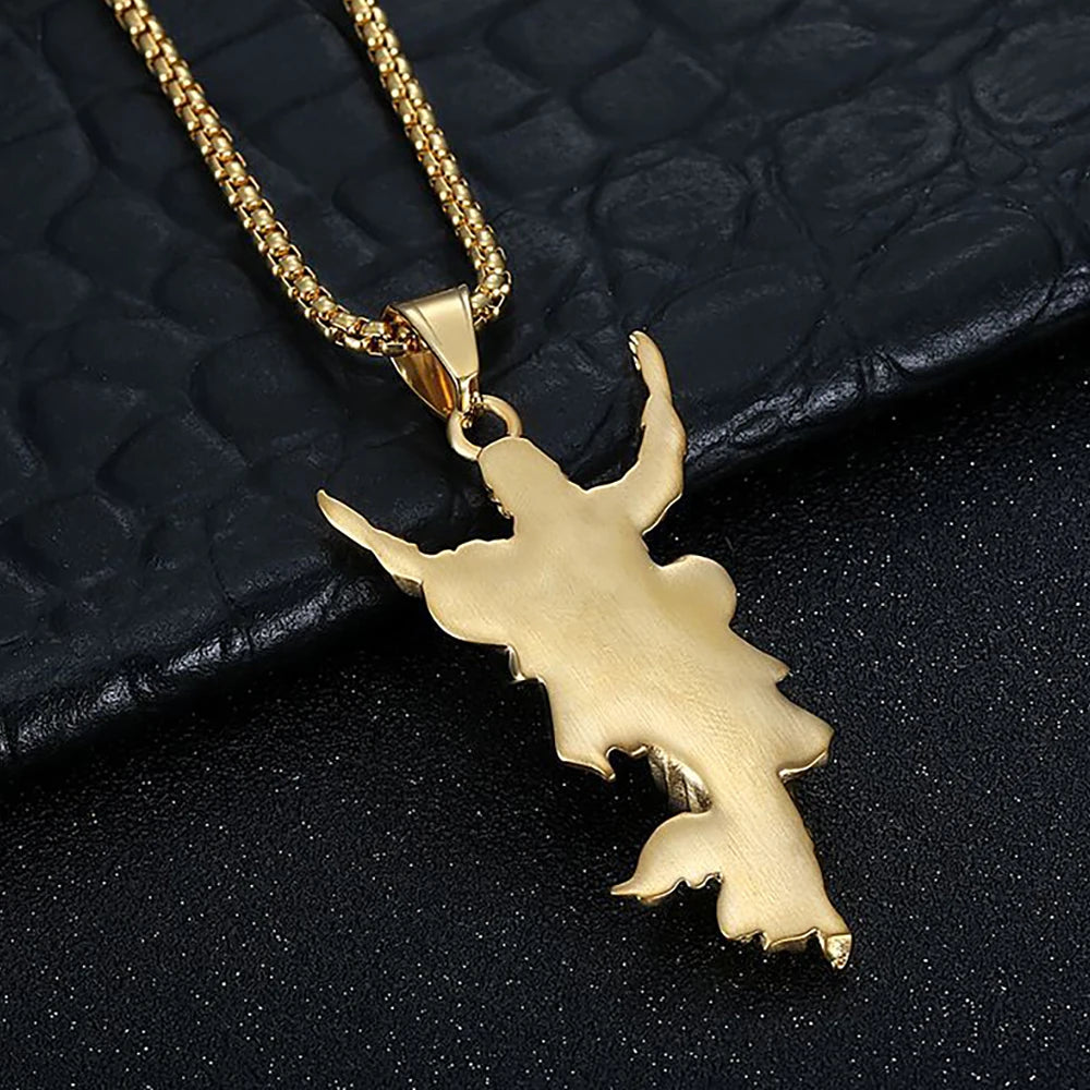 New Punk 316L Stainless Steel Jesus Pendant Necklaces For Men Women Sliver/Gold Color Hip Hop Religious Jewelry Gifts Wholesale