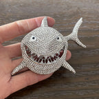 Big Shark Pendant Necklace For Men Hip Hop Bling Jewelry 11mm Iced Out Rhinestone Miami Cuban Chain Fashion Jewelry Gift