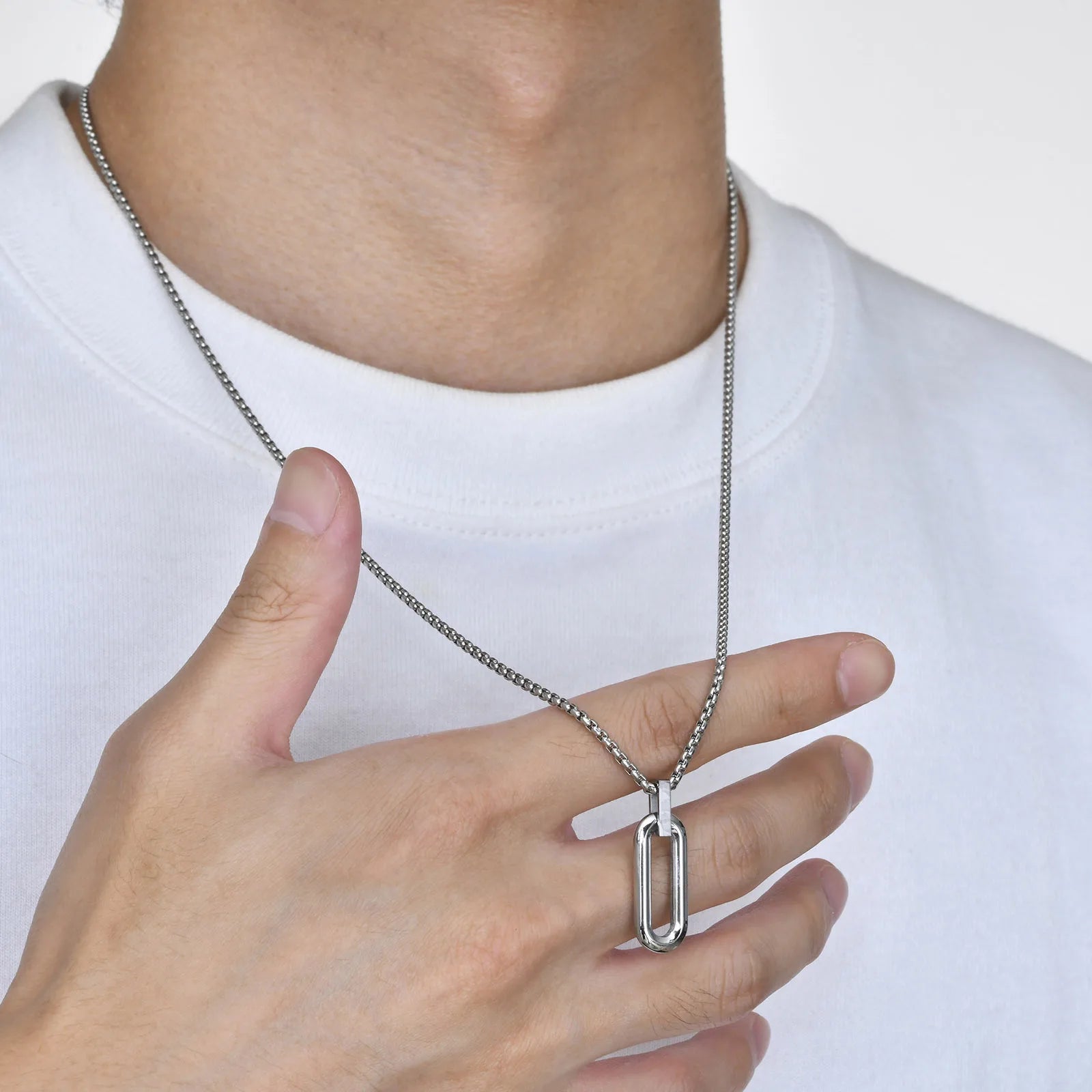 Hollow Geometric Square Pendant — Stainless
