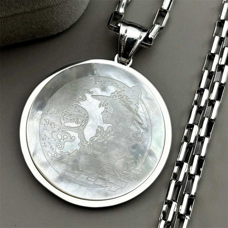Moon Gold Pendant Natural Shell Witch Ball Spell