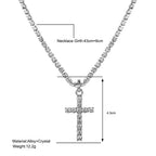 Personality Trend Silver Color Zircon Cross Pendant Necklace for Women Charm Shiny Crystal Chokers Jewelry Gift