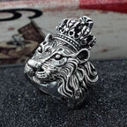 Retro Lion Crown Ring For Men Silver Color Punk Gothic Adjustable Ring Rock Hiphop Biker Jewelry Accessories Man Gift