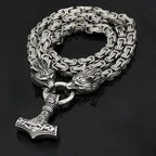 Fashionable And Exquisite New Retro Nordic Viking Hammer Pendant Wolf Head Necklace For Personalized Men'S Amulet