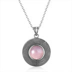 10MM Stone Round Pendant Necklace Silver High Quality Natural Tiger Eye Rhodochrosite Wedding Gift Luxury Jewelry