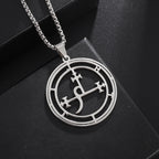 Stainless Steel Vintage Devil Satan Seal Necklace Lilith Solomon Magic Pendant Men's Trend Kabbalah Amulet Jewelry