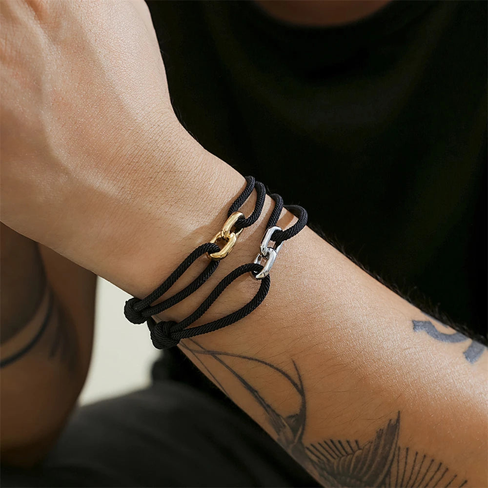 Fashion Simple Weaven Milan Rope Adjustable Bracelet Men Women Charm Steel Buckle Survival Wristband Couple Jewelry