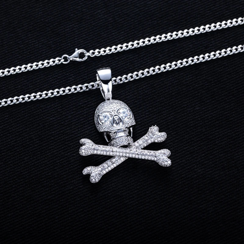 Iced Out Skull Pendant — 925 Silver