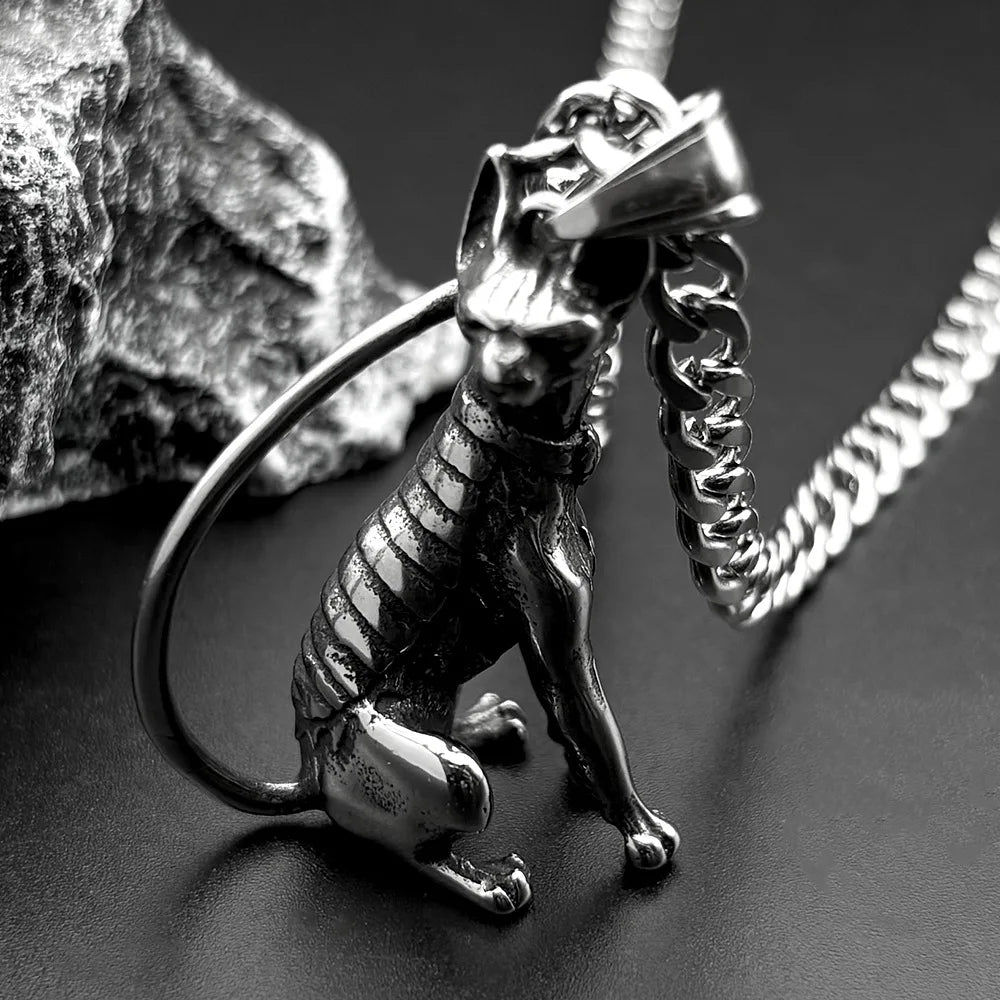 Cat Steel Pendant 316L Sphinx Gothic
