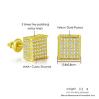 Gold Color Earrings For Men Women Punk Silver Color Square Cubic Zirconia Earings Sparkling Jewelry Gift For Male