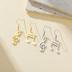 Music Note Drop Earrings for Women — Asymmetric Stainless Steel
