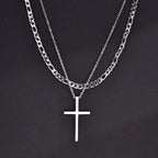 Layered Cross Pendant Set — Stainless Steel