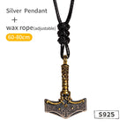 Viking Hammer Rune Pendant Necklace — Silver