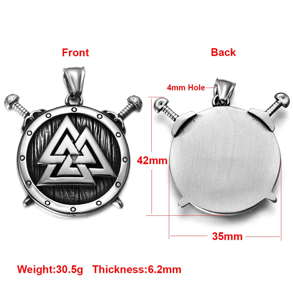 Norse Viking Rune Round Pendant Necklace — Stainless Steel
