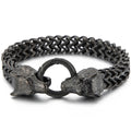 Viking Wolf Head Bracelet for Man With Square Franco Link Chain Stainless Steel Men's Bracelets Masculine Norse