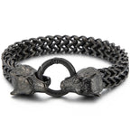 Viking Wolf Head Bracelet for Man With Square Franco Link Chain Stainless Steel Men's Bracelets Masculine Norse