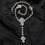Uwin Bead Chain With 4 Corss Full Paved Iced Out Bling New In Cubic Zirconia HipHop Jewelry