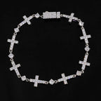 Gold Cross Iced Out Chain Bracelet 5MM