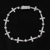 Gold Cross Iced Out Chain Bracelet 5MM