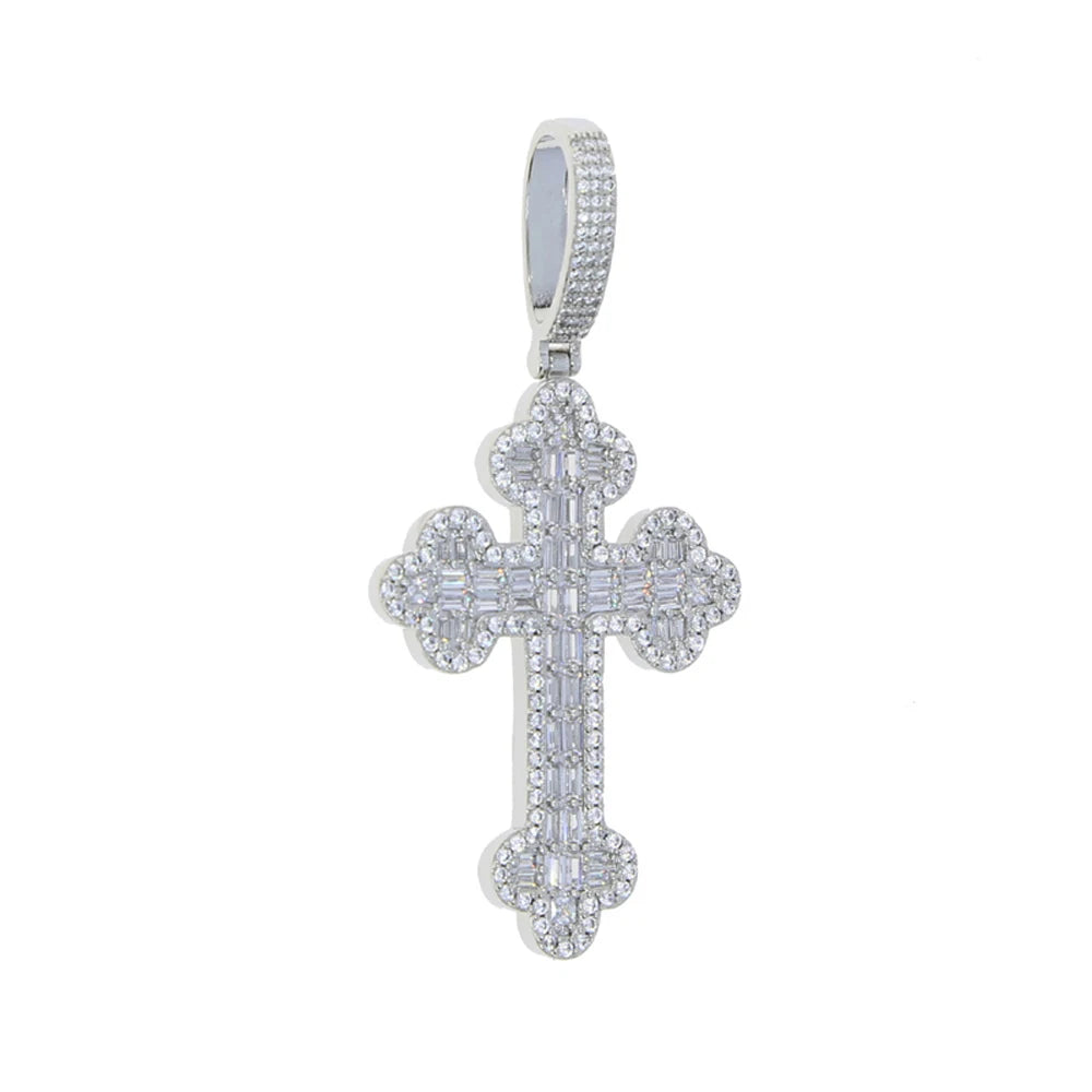 2025 New Eye Cross Necklace Iced Out Bling Silver Color Cubic Zirconia Charm Tennis Chain for Men Women Hip Hop Jewelry