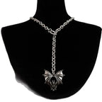 Gothic Personality Punk Necklace Long Gothic Bat Pendant Necklace Exaggeration Sweater Chain Jewelry Halloween Party Accessories