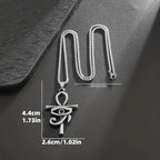 1pc Fashionable Horus Eye Ankh Cross Pendant Necklace, Unisex Amulet Jewelry for Sacred Protection