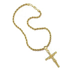 Luxury 24K 9999 Pure Gold real gold Cross Pendant Necklace Men's Necklace