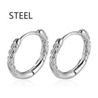 Feather Dangle Huggie Hoop Earrings for Men — Stainless Steel