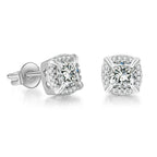 Two-Tone Iced Out Square Stud Earrings Multicolor