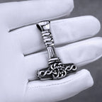 Stainless Steel Viking Odin Hammer Mjolnir Necklace for Men Vintage Nordic Celtic Knot Pendant Necklace Fashion Amulet Jewelry