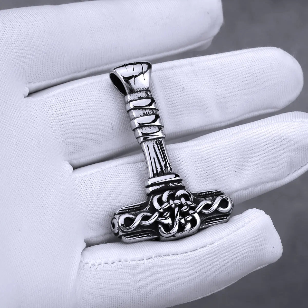 Stainless Steel Viking Odin Hammer Mjolnir Necklace for Men Vintage Nordic Celtic Knot Pendant Necklace Fashion Amulet Jewelry