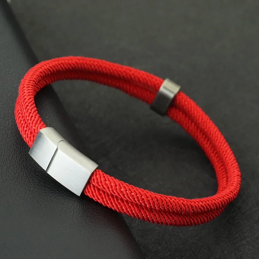 Fashion Men Bracelet Stainless Steel Magent Buckle Wrap Braclet Bangle Pulseria Hombre Beach Nautical Rope Braslet