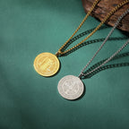 My Shape Saint Benedict Medal Pendant Necklace for Women Men Gold Plated Stainless Steel Round Double Sides Choker Jewelry Gifts