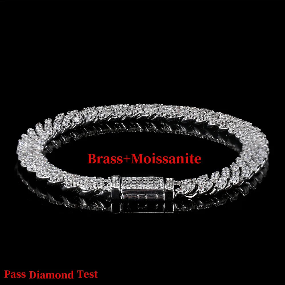Iced Out Cuban Bracelet Stainless Steel Moissanite