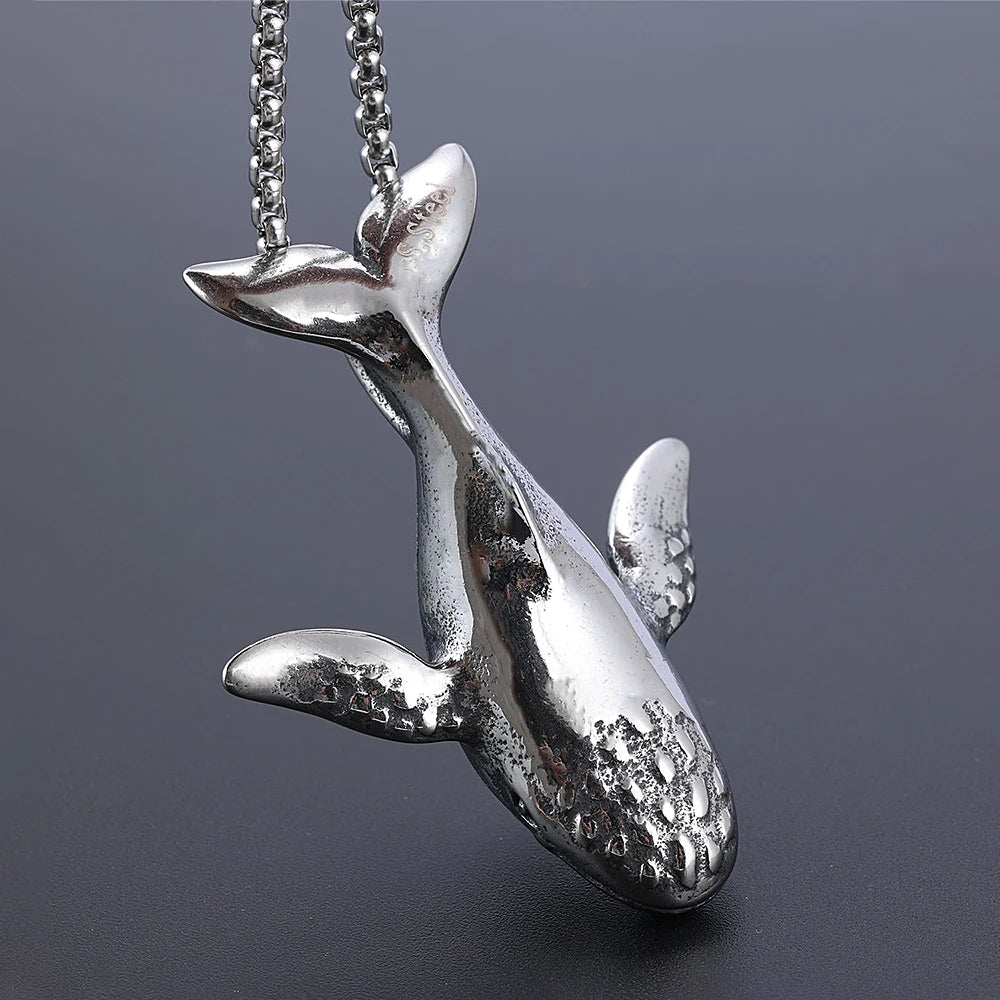 Whale Steel Pendant 316L Men Women Simple Necklace