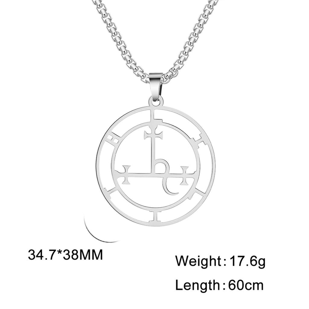 EUEAVAN Mythical Goddess Sigil of Lilith Necklaces Stainless Steel Demon Seal Marbas Pendant Necklace Solomon Amulet Jewelry