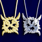 Bubble Letter Iced Out X Shape Flower Necklace Pendant for Men Real Gold Plated Cubic Zirconia Hip Hop Jewelry