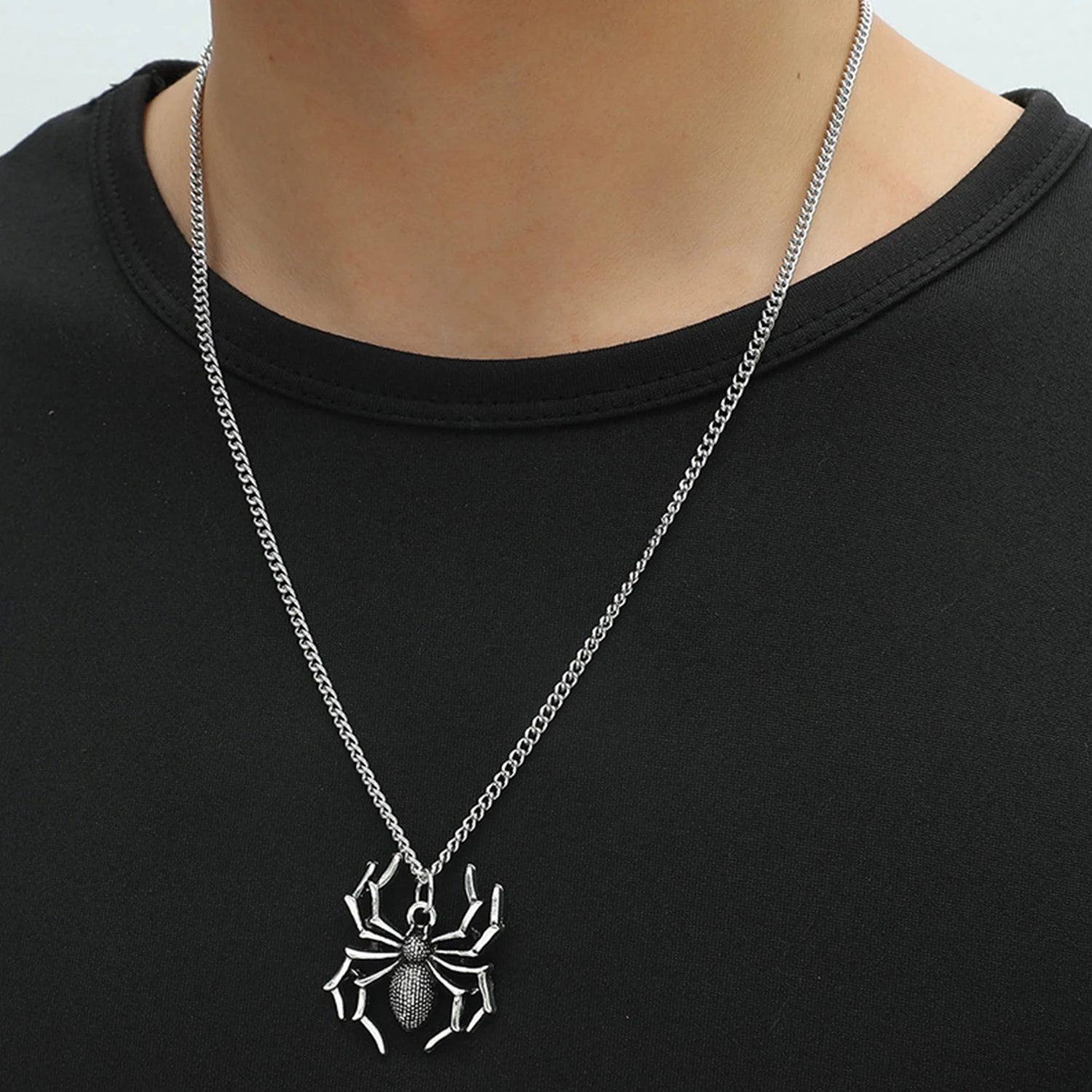Cute Spider Animal Pendant Necklace for Girls Silver Color Chain Necklace Y2K Style Women Neck Accessories Trendy