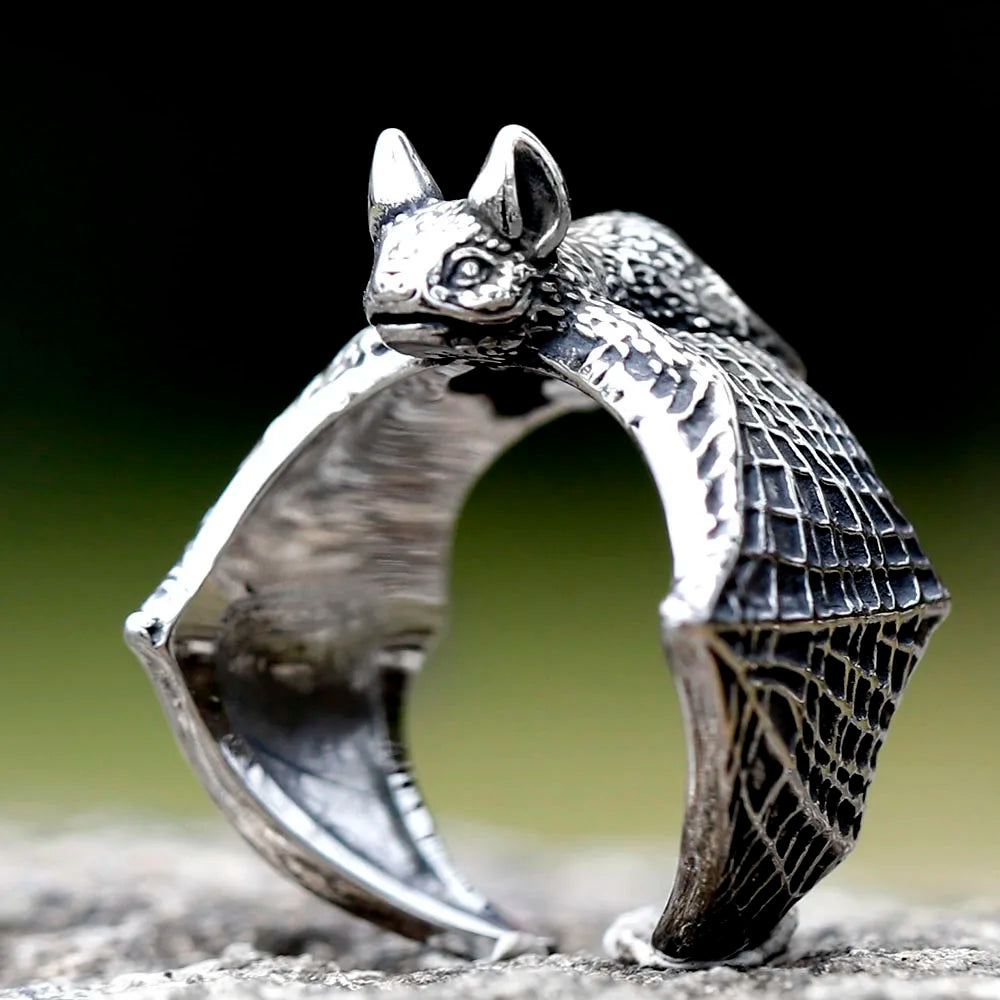 New Design Stainless Steel Bat Ring Detailed Punk Biker Animal Jewelry High Quality Gift Accessories For Gift Free