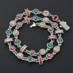 Gold Iced Out Chain Necklace Ruby Emerald 18K